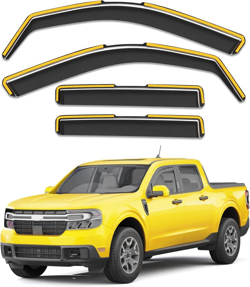 Deejecsun in-Channel Window Rain Guards Fit for Ford Maverick 2022 2023 2024 2025 2026 Rain Guard Extra Durable Window Deflectors Visors Truck Vent Visors Vent Shades Car Accessories - Image 1